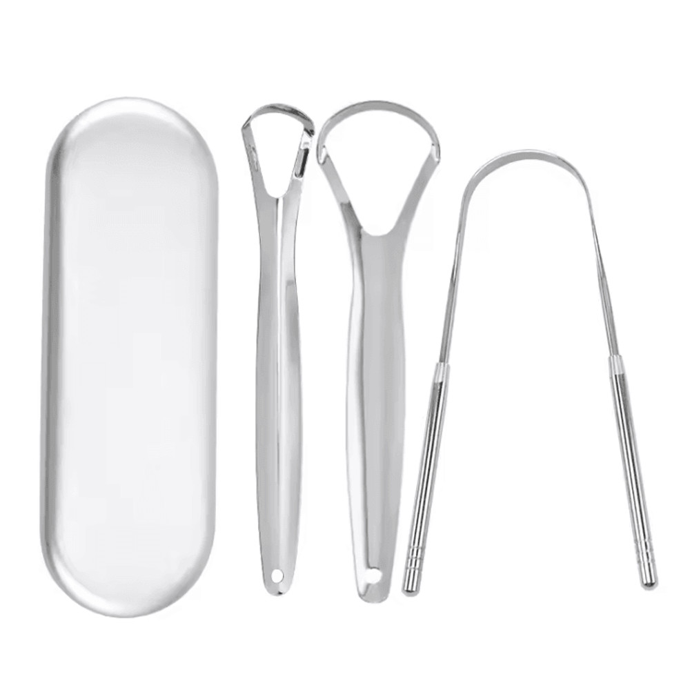 PureSteel Metal Tongue Scraper Cleaner Set 0