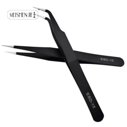 proglam stainless steel curved and straight tip tweezer set for eyebrows and false lashes