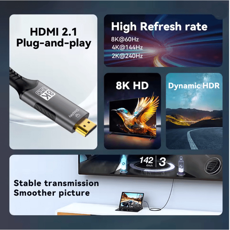 UltraView 8K USB C To HDMI 21 Cable Adapter For MacBook And Laptops 3