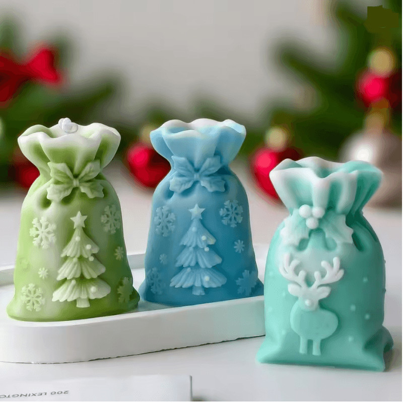 MerryGlow Christmas Gift Bag Candle Silicone Mold 2