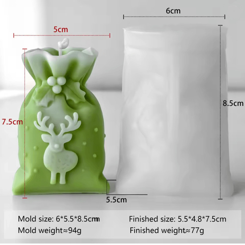 MerryGlow Christmas Gift Bag Candle Silicone Mold 3