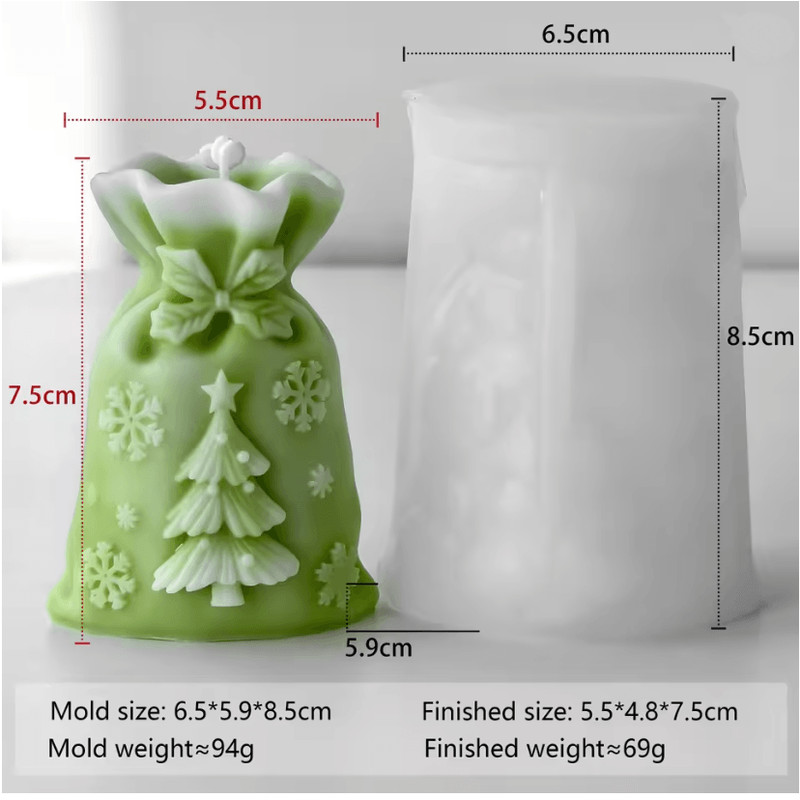 MerryGlow Christmas Gift Bag Candle Silicone Mold 4