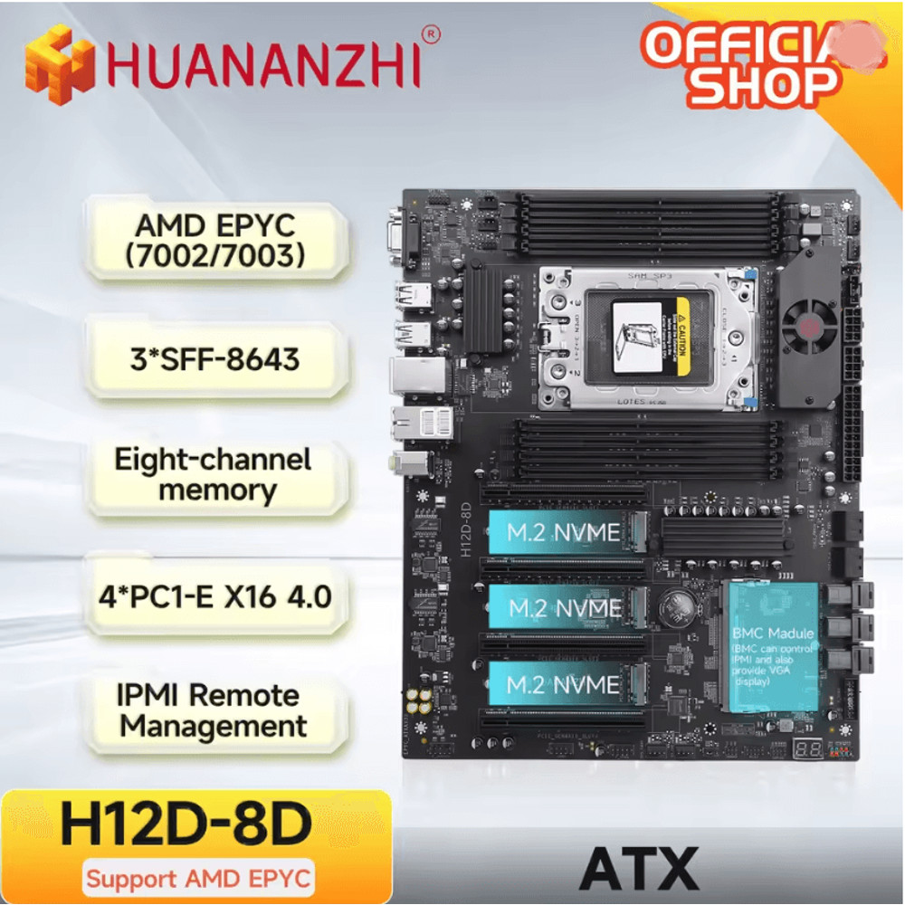 Huananzhi H12D 8D AMD Server Motherboard With BMC Support 0