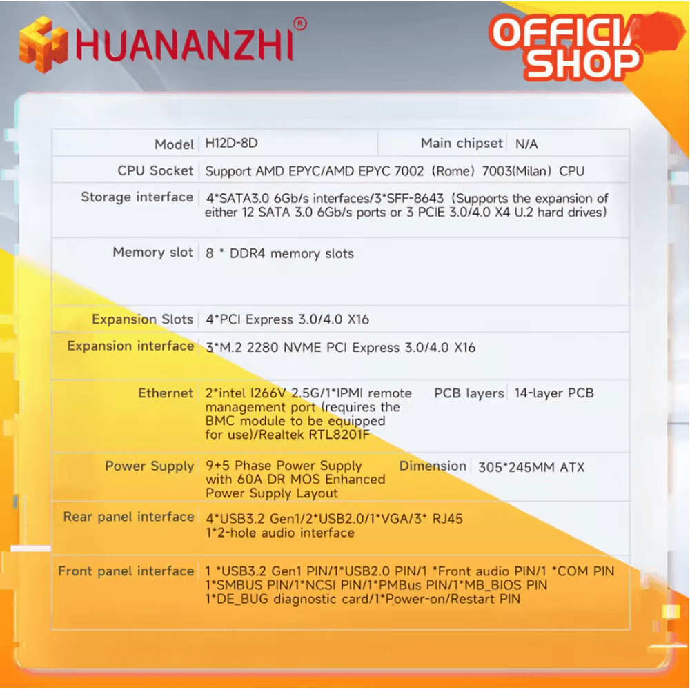Huananzhi H12D 8D AMD Server Motherboard With BMC Support 2