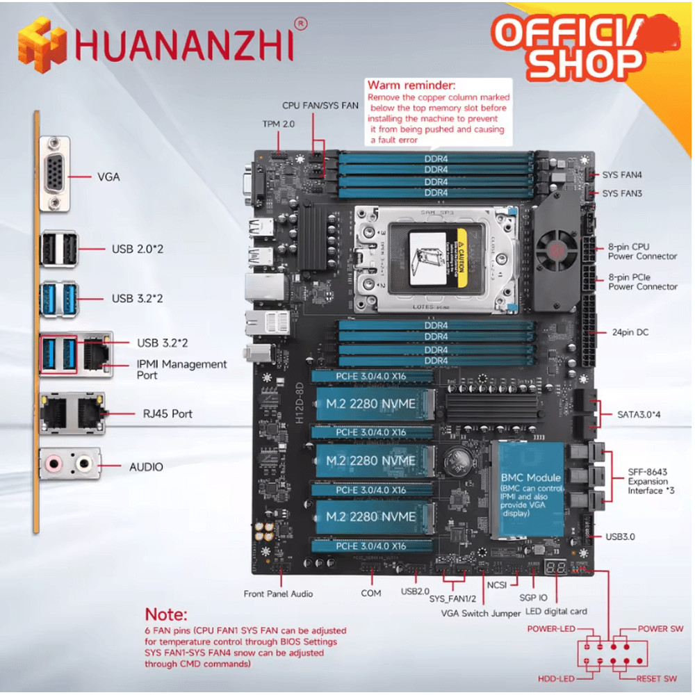 Huananzhi H12D 8D AMD Server Motherboard With BMC Support 3
