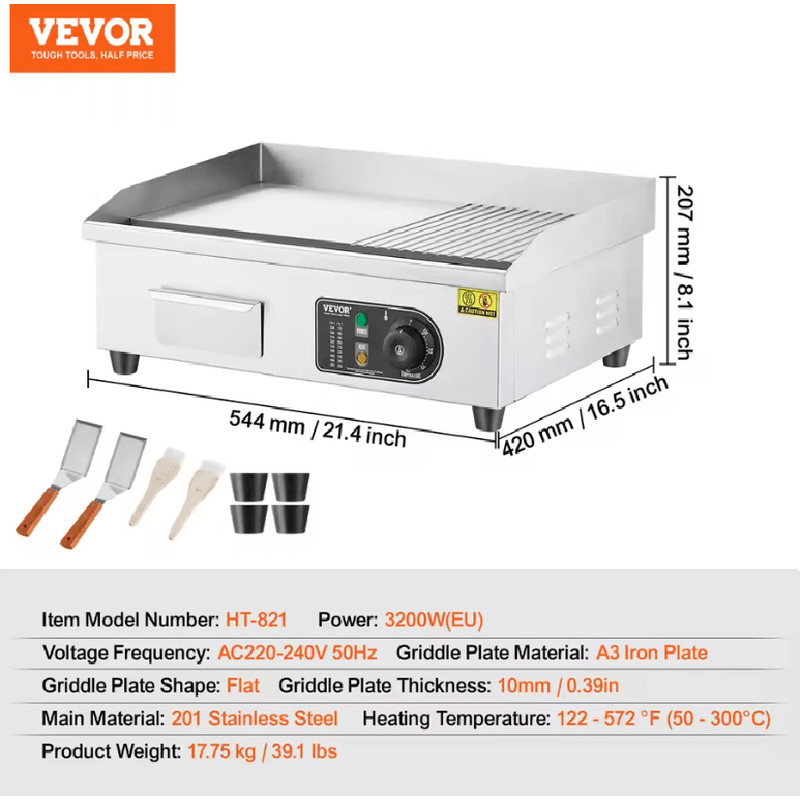 GrillMaster Pro Electric Countertop Teppanyaki Griddle 6