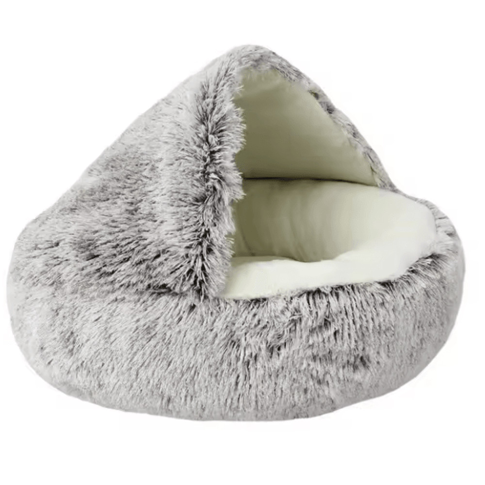 CozyNest Soft Plush Pet Bed With Hooded Cover 7