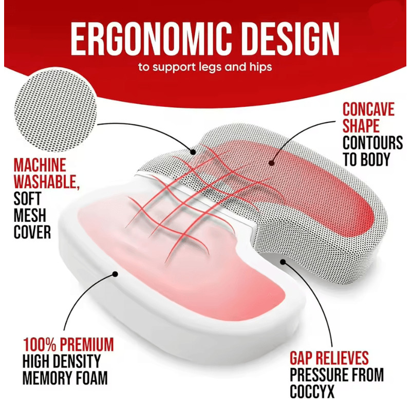 ErgoRelief Memory Foam Office And Seat Cushion 0