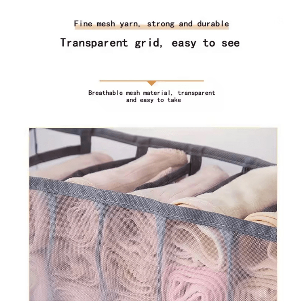 Ultimate 11Compartment Foldable Underwear Organizer Box With Breathable Mesh 1