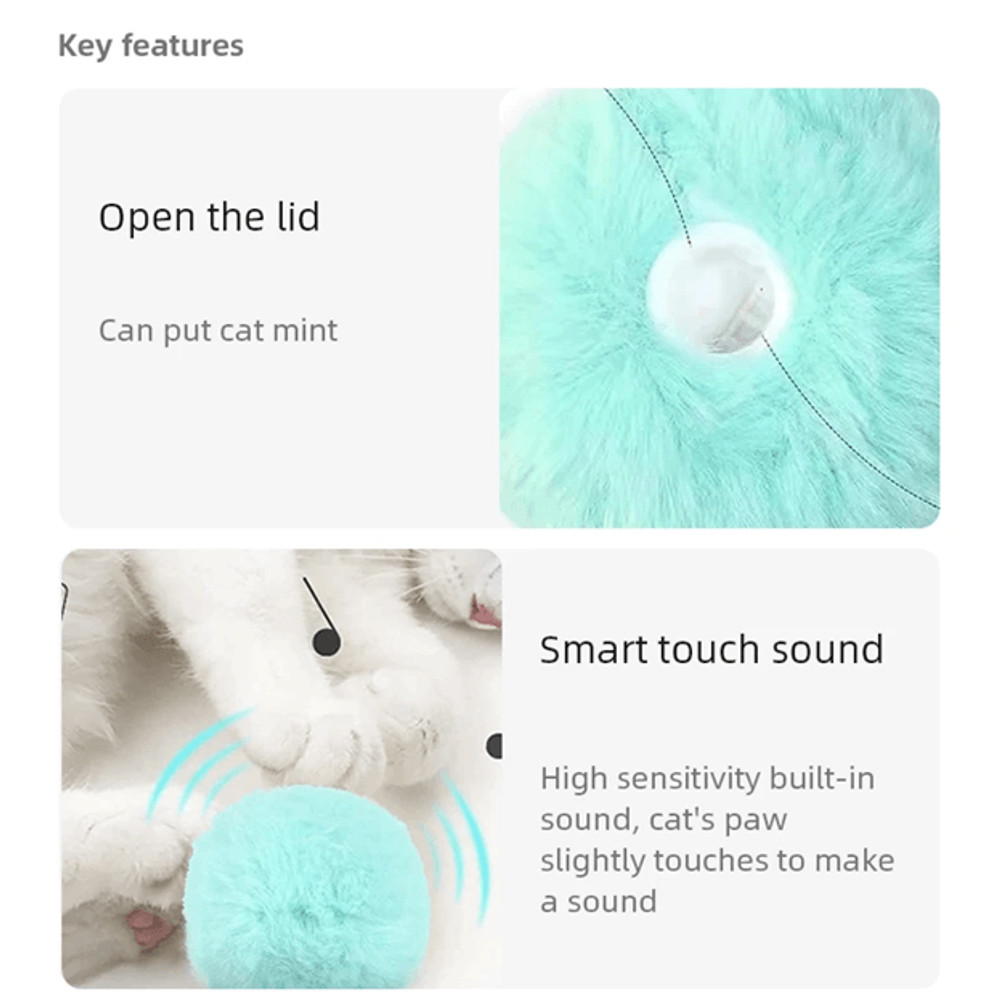 Smart Plush Catnip Squeak Ball Interactive Toy For Cats 1