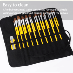artist 22-slot roll-up brush storage bag for watercolour gouache and calligraphy brushes