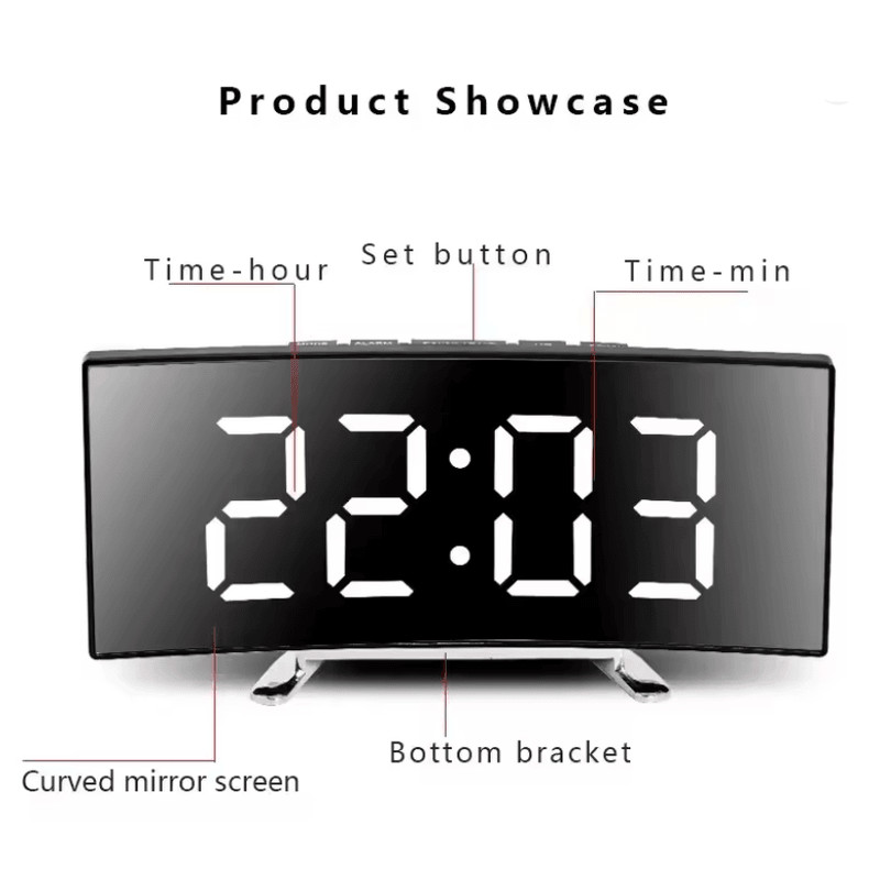 LumiCurve LED Mirror Alarm Clock 1