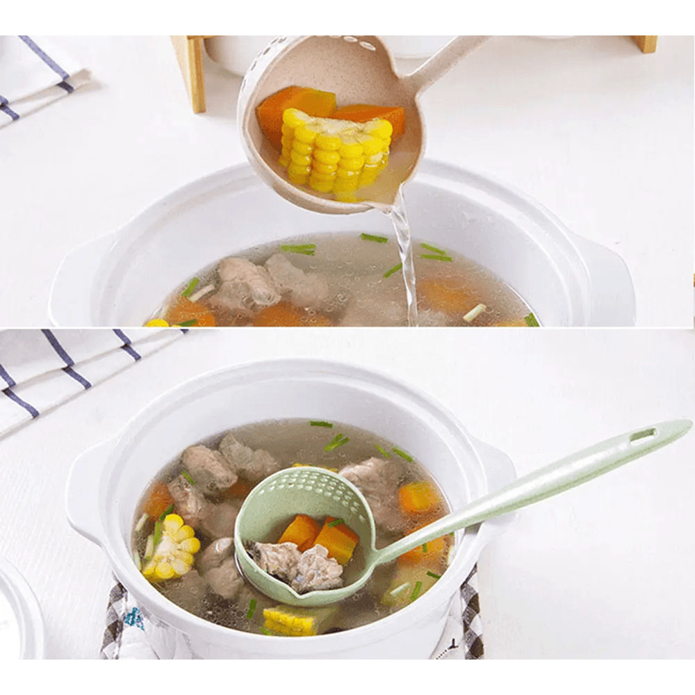 DualServe 2 In 1 Kitchen Colander Spoon  Long Handle Hot Pot Strainer And Serving Ladle 1