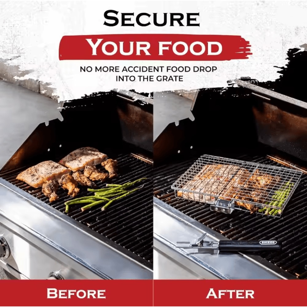 GrillMate Portable Folding BBQ Grill Basket With Handle 1