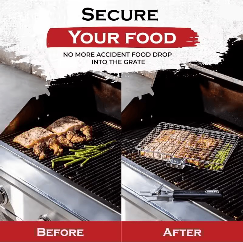 GrillMate Portable Folding BBQ Grill Basket With Handle 1