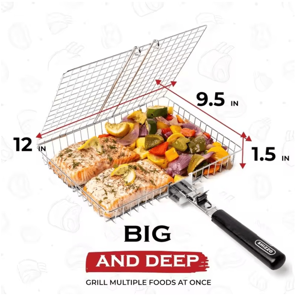 GrillMate Portable Folding BBQ Grill Basket With Handle 3