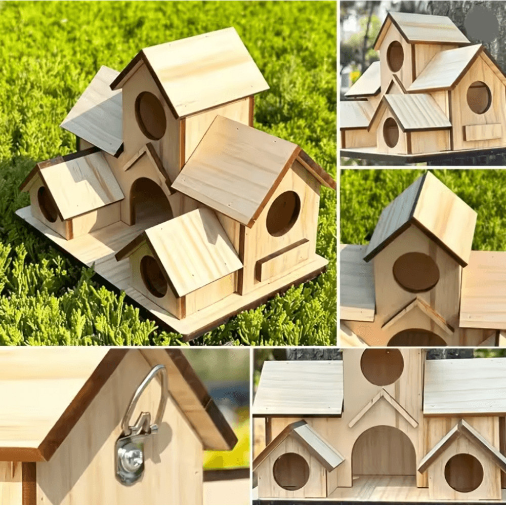 HavenCraft Handmade Wooden Bird House For Garden And Backyard 1