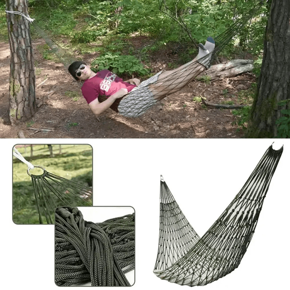OutdoorFlex Nylon Mesh Hammock Lightweight Camping And Garden Sleeping Net Bed 1