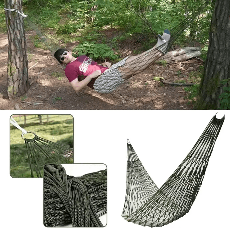 OutdoorFlex Nylon Mesh Hammock Lightweight Camping And Garden Sleeping Net Bed 1