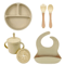 LittleNest Silicone Baby Feeding Set NonSlip Suction Plate Straw Cup Wooden Utensils For Toddlers 4