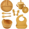 LittleNest Silicone Baby Feeding Set NonSlip Suction Plate Straw Cup Wooden Utensils For Toddlers 13