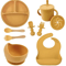 LittleNest Silicone Baby Feeding Set NonSlip Suction Plate Straw Cup Wooden Utensils For Toddlers 13
