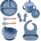 LittleNest Silicone Baby Feeding Set NonSlip Suction Plate Straw Cup Wooden Utensils For Toddlers 14