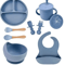 LittleNest Silicone Baby Feeding Set NonSlip Suction Plate Straw Cup Wooden Utensils For Toddlers 14