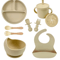 LittleNest Silicone Baby Feeding Set NonSlip Suction Plate Straw Cup Wooden Utensils For Toddlers 12