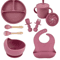 LittleNest Silicone Baby Feeding Set NonSlip Suction Plate Straw Cup Wooden Utensils For Toddlers 15