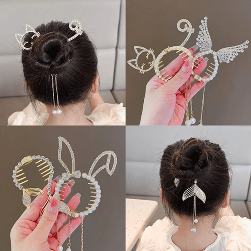AngelGleam Tassel Hair Clip Elegant Wing And Pearl Hair Accessory For Girls And Women 2