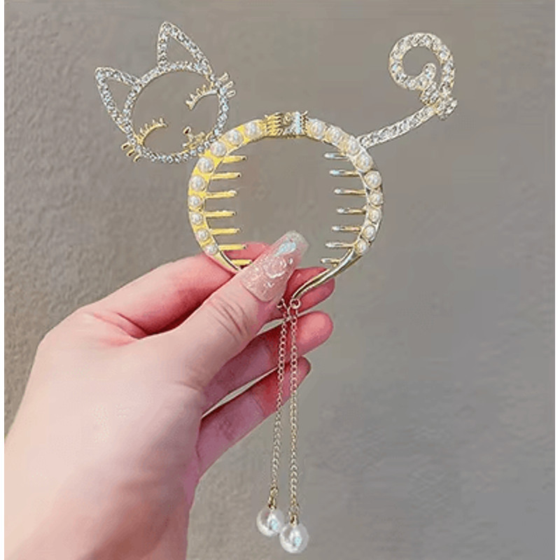 AngelGleam Tassel Hair Clip Elegant Wing And Pearl Hair Accessory For Girls And Women 3