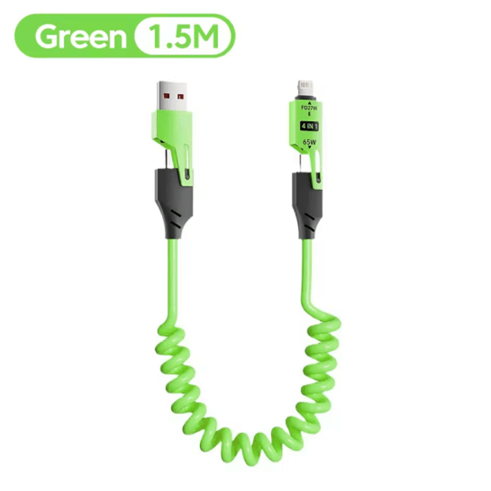 PowerLink 4 In 1 65W Fast Charging Cable Multi Port USB Type C Charger For IPhone Samsung Xiaomi H 4