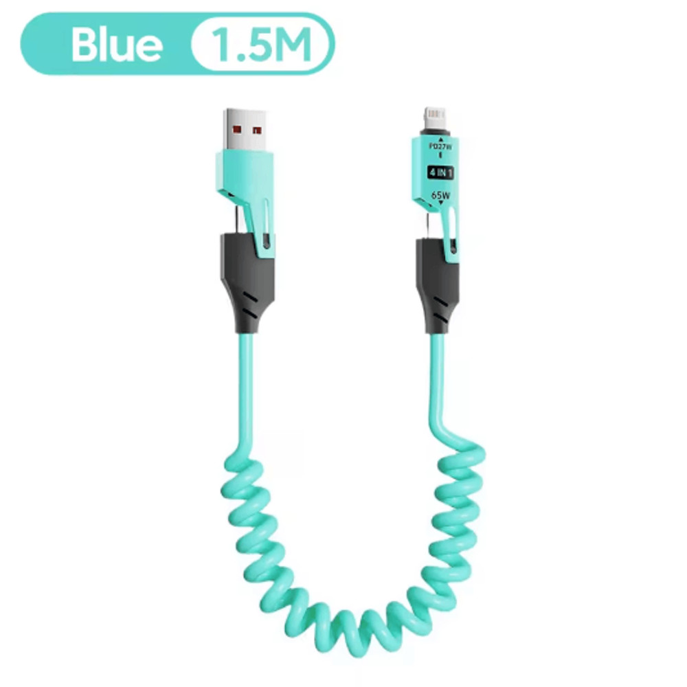 PowerLink 4 In 1 65W Fast Charging Cable Multi Port USB Type C Charger For IPhone Samsung Xiaomi H 5