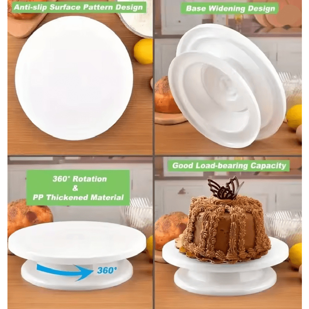 BakeEase 6 Piece Cake Turntable And Decorating Kit For Effortless Frosting And Design 3