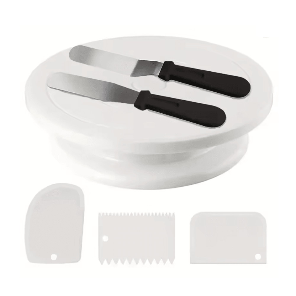 BakeEase 6 Piece Cake Turntable And Decorating Kit For Effortless Frosting And Design 0