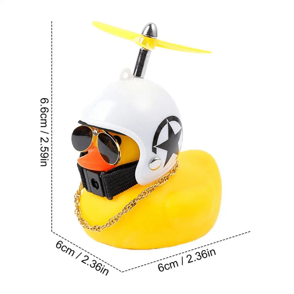 TurboDuck Rubber Wind Duck Car And Motorcycle Dashboard Ornament With Helmet And Propeller 5
