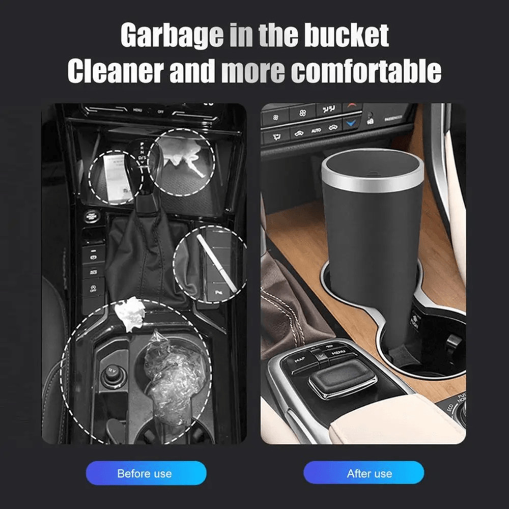 CarClean Mini Leakproof Trash Can Universal CupHolder Size Car Waste Bin 1