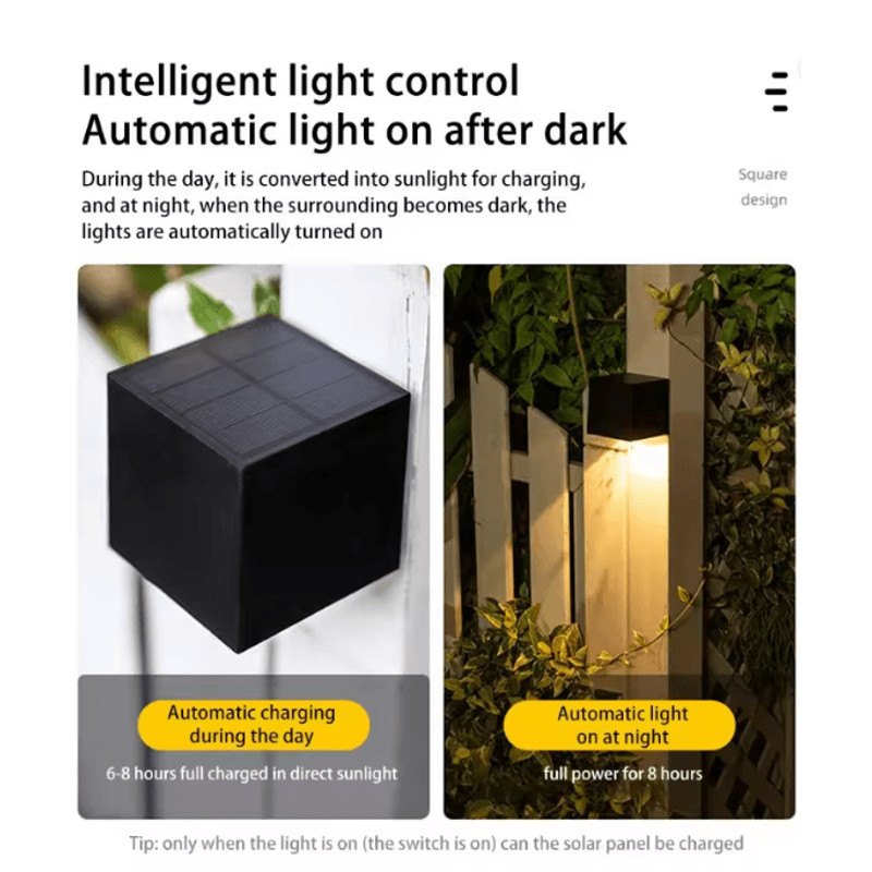 LumiSquare Solar Wall Light Outdoor Waterproof Fence Lamp 2