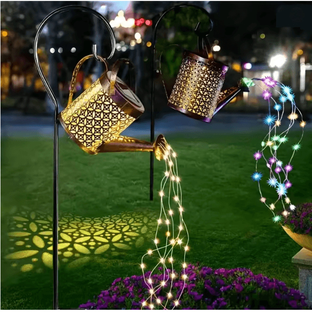 AquaGlow Solar Watering Can Light Outdoor Decorative Fairy Shower Lamp 0
