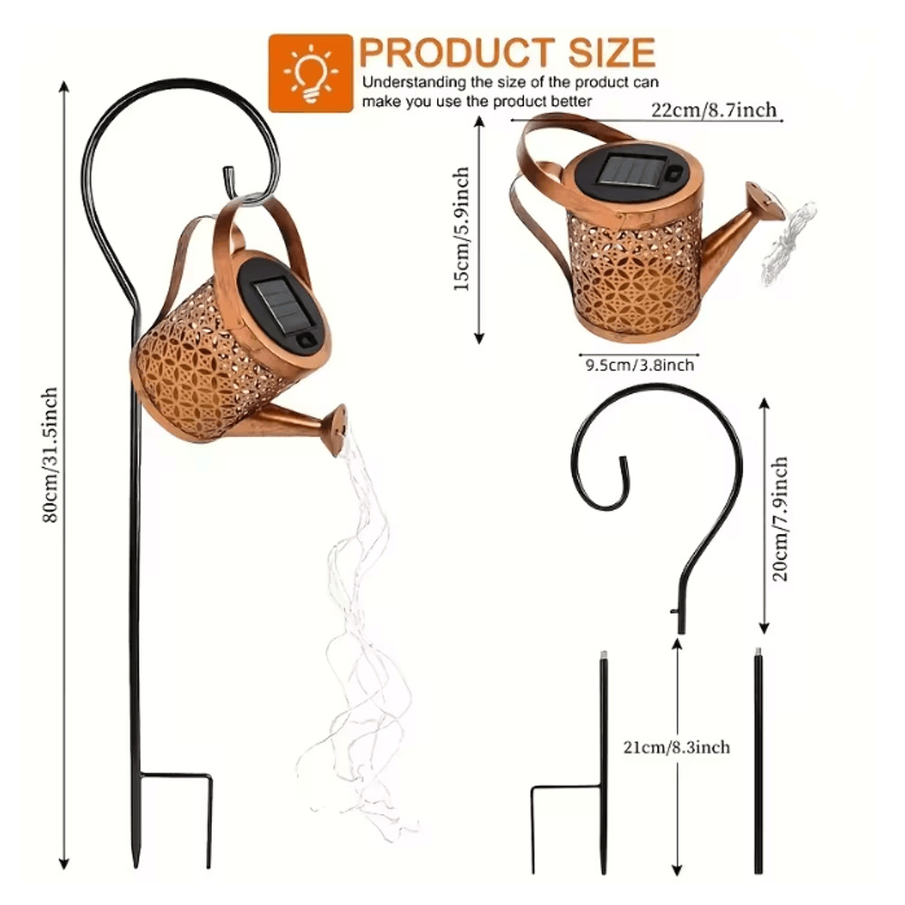 AquaGlow Solar Watering Can Light Outdoor Decorative Fairy Shower Lamp 1