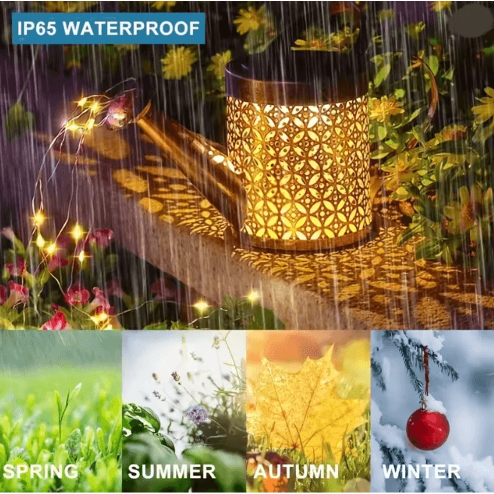 AquaGlow Solar Watering Can Light Outdoor Decorative Fairy Shower Lamp 3
