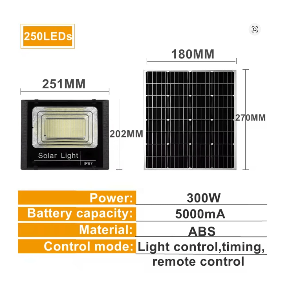 SolarBright 500W Outdoor LED Floodlight With Remote And Solar Panel 6