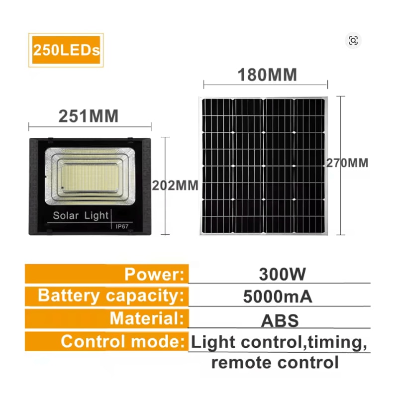 SolarBright 500W Outdoor LED Floodlight With Remote And Solar Panel 6