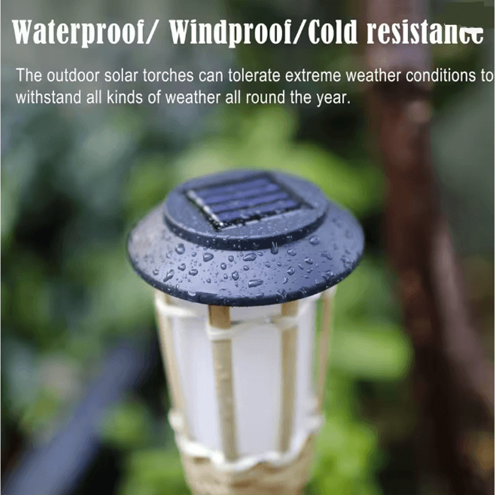 BambooGlow Solar Flame Effect Garden Torch Light Outdoor Waterproof Decoration 1