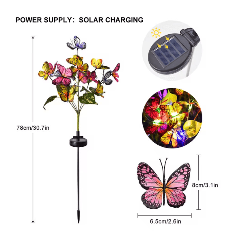 LumiWings Solar Butterfly Flower Garden Light Outdoor Decorative Lamp 3