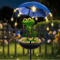 FrogGlow Solar Frog Garden Light With Umbrella And Bird Feeder Decor 0