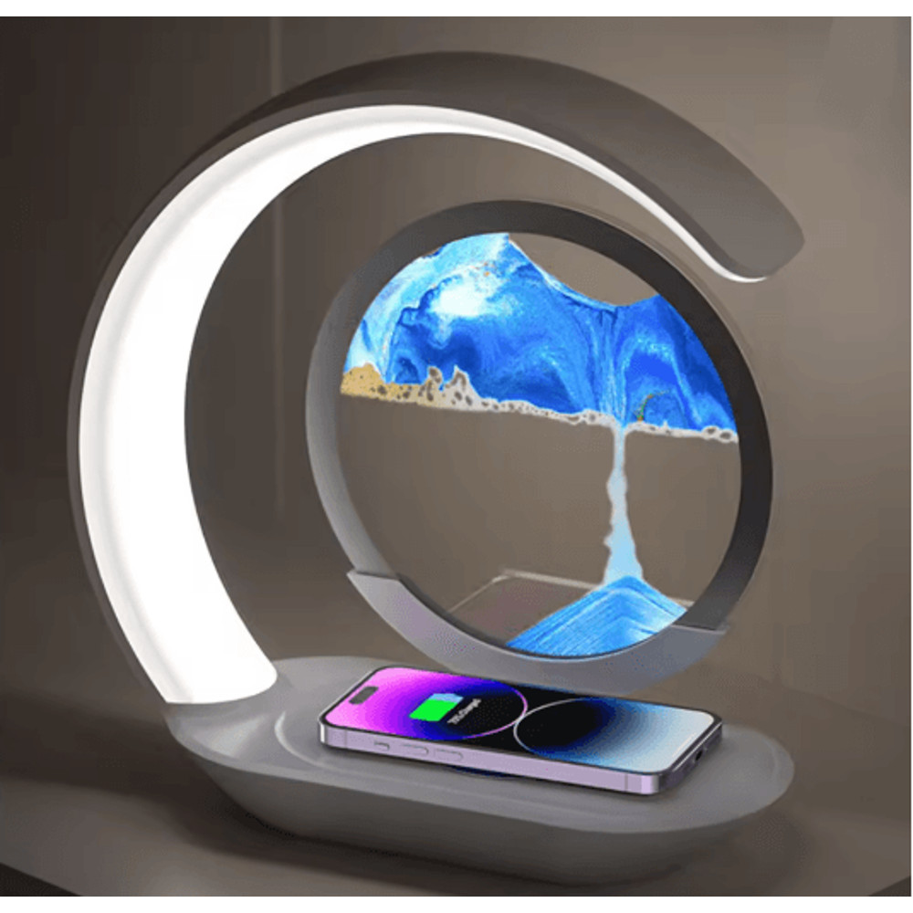 SandSilk Wireless Charging Hourglass Table Lamp 3D Quicksand Art Desktop Light 5