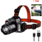 BrightBeam Smart Sensor USB Rechargeable LED Headlamp Outdoor Zoom Head Torch 3