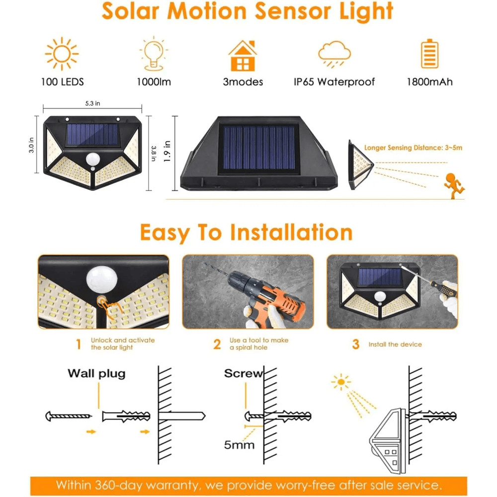 SolarGuard Ultra 100 LED Motion Sensor Flood Light Outdoor Solar Security Spot 2